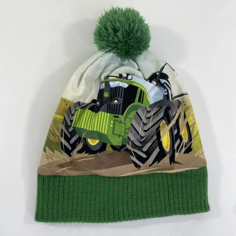 John Deere Green Tractor  Sherpa Lined Beanie Stocking Cap Hat